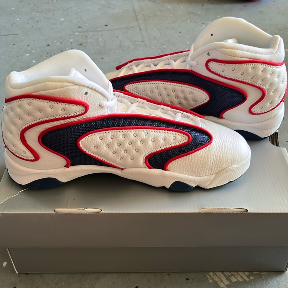 Women’s Jordan size 10 red, blue and white.
